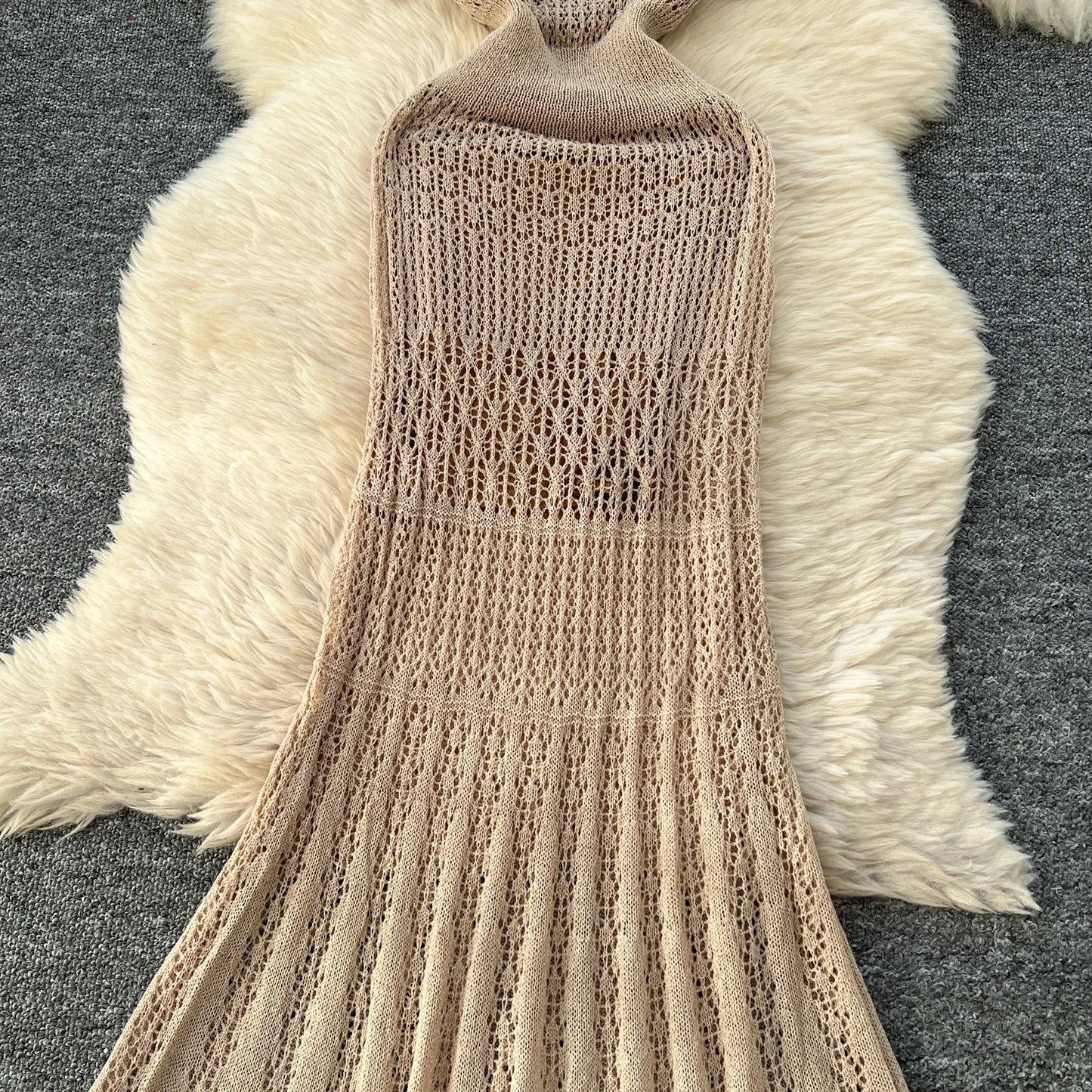 SINGREINY Vacation Style Casual Dress Suits Solid Strap Short Sundress+Knitting Hollow Out Long Dress Korean Women Beach Sets