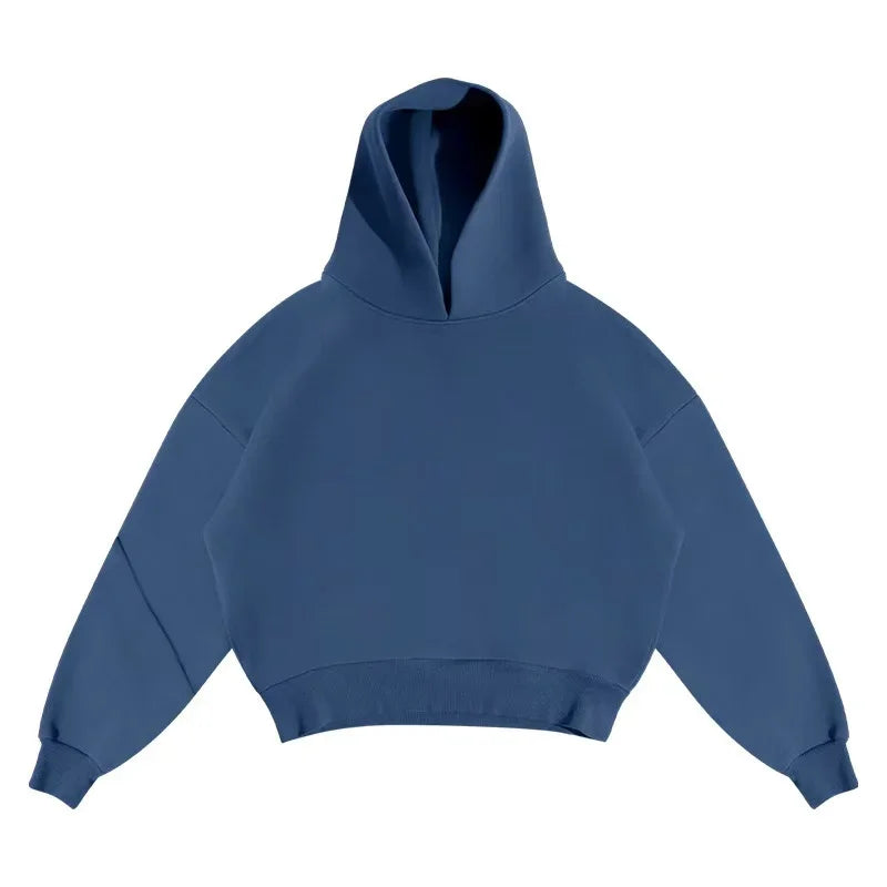 Korean Fashion Solid Color Sweatshirt Fleece Two-Piece Men's Y2K New Harajuku Casual Joker Straight Pants Couple Street Wear