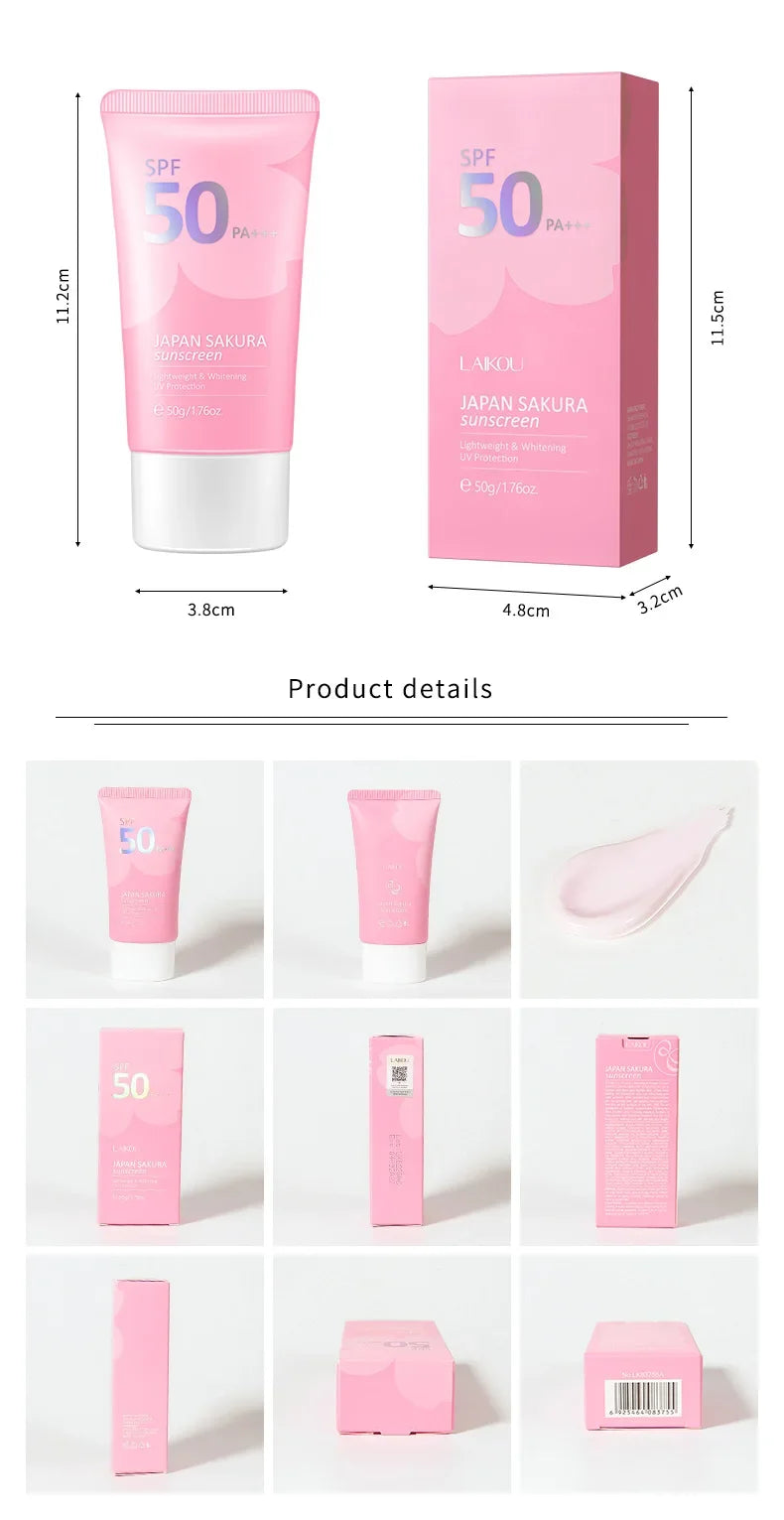 LAIKOU Sakura Sunscreen Spf50 Moisturizer Protector Facial Sun Block Isolation Lotionbloqueador solar faciales