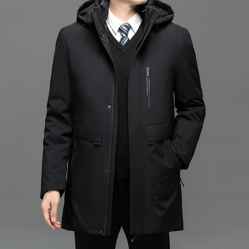 Mens Hooded Jackets Casual Outwear Long Parkas Men New Autumn Winter Warm Waterproof Parkas Jacket Coat 2 PIECES Winter Parkas