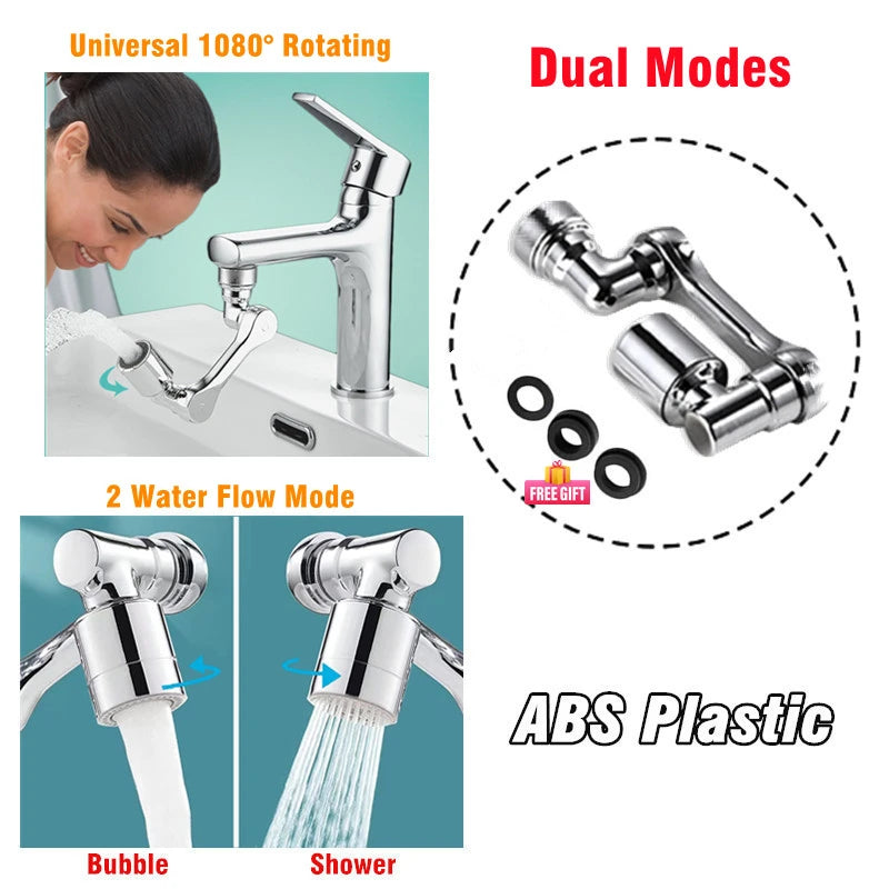 1080° Rotation Faucet Sprayer Head 22/24mm Adaptor Faucet Extender Aerator Splash Bubbler Nozzle Kitchen Tap Washbasin Robot Arm
