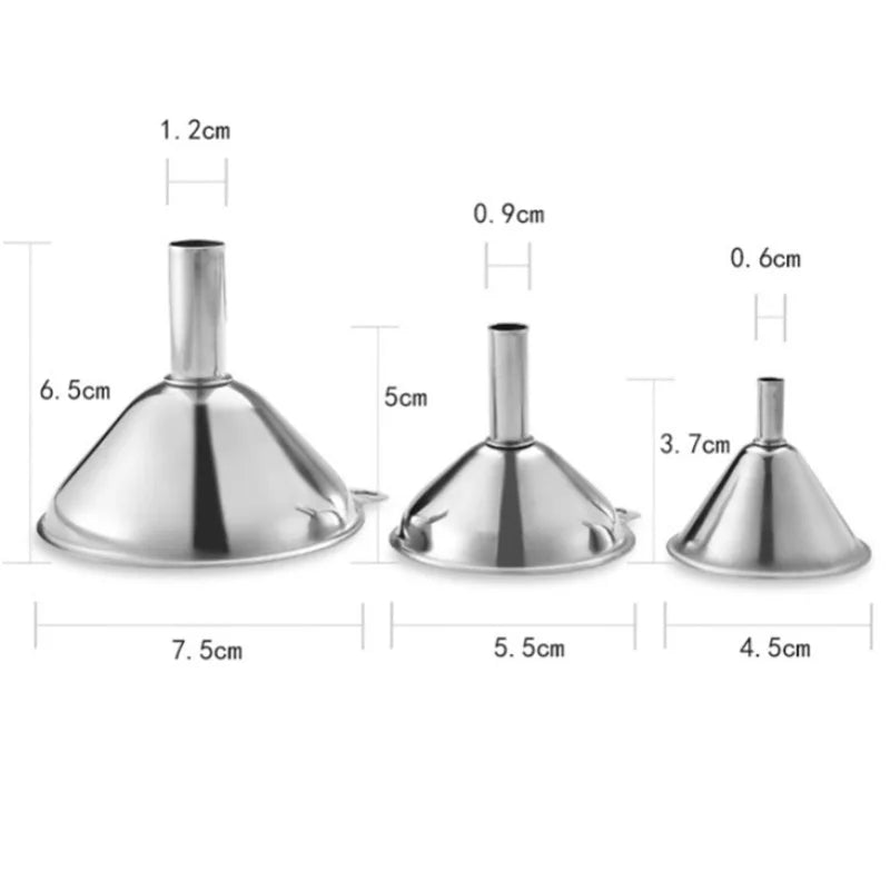Stainless Steel Funnel Three-piece Set Mini Funnel Oil Spill Wine Spill Tool Liquid Dispenser Kitchen Funnel Set Entonnoir
