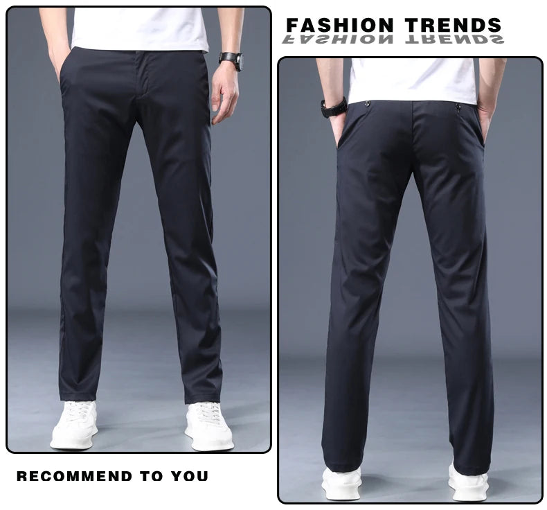 Summer Modal Fabric Men's Thin Casual Pants Classic Business Fashion Regular Fit Stretch Soft Trousers Male Brand Clothes