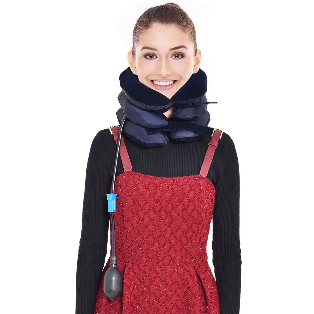 Neck Massager 3 Layer Inflatable Air Cervical Neck Traction Support PainStress Relief Neck Collar Pillow Neck Stretching Brace