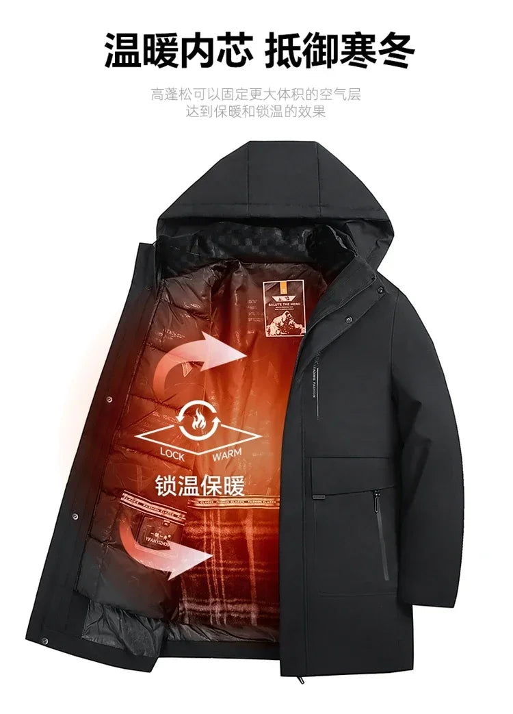 Mens Hooded Jackets Casual Outwear Long Parkas Men New Autumn Winter Warm Waterproof Parkas Jacket Coat 2 PIECES Winter Parkas