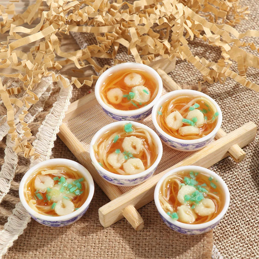 Miniature Dollhouse Chinese Rice Pastry Casserole Noodles Dessert Kitchen Toy Fake Food for 1/6 Doll Toys Dollhouse Decoration