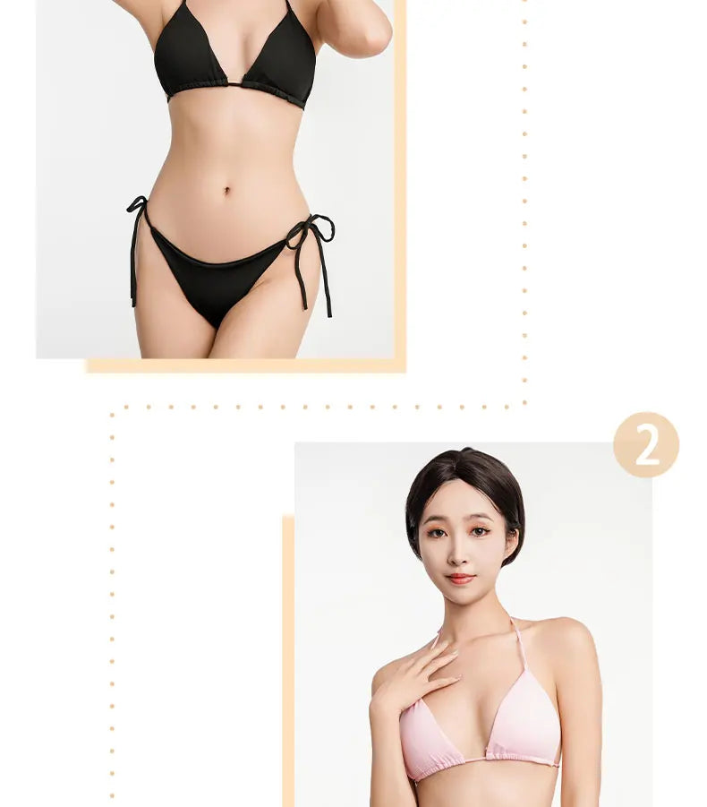 Women Two Pieces Padded Bikini Set Sexy Bra Side Tie Thong Swimsuit Three-point Bandage Brazilian Style Swimwear Biquinis