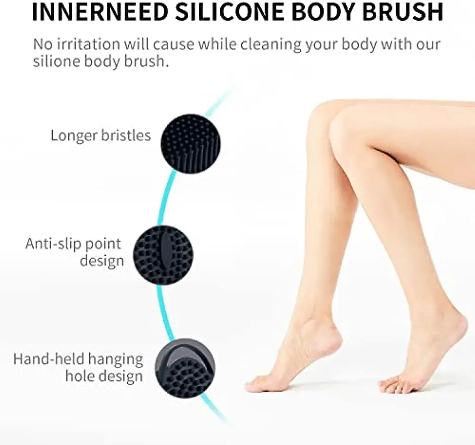 2 in 1 Soft Silicone Body Brush Wash Bath Shower Exfoliating Skin Fit For Baby Bath Shampoo Facial Massage Brush