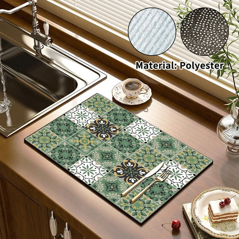 Kitchen Drying Mat Quick Dry Coffee Mat Absorbent Dish Placemat Anti Slip Table Cup Drying Mats Table Decoration Accessories