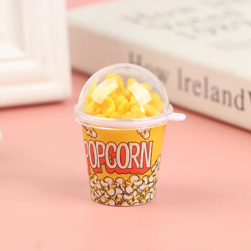 1/12 Scale Miniature Dollhouse Food Mini Popcorn Bucket for Doll House Kitchen Snack Shop Decor Kids Toys