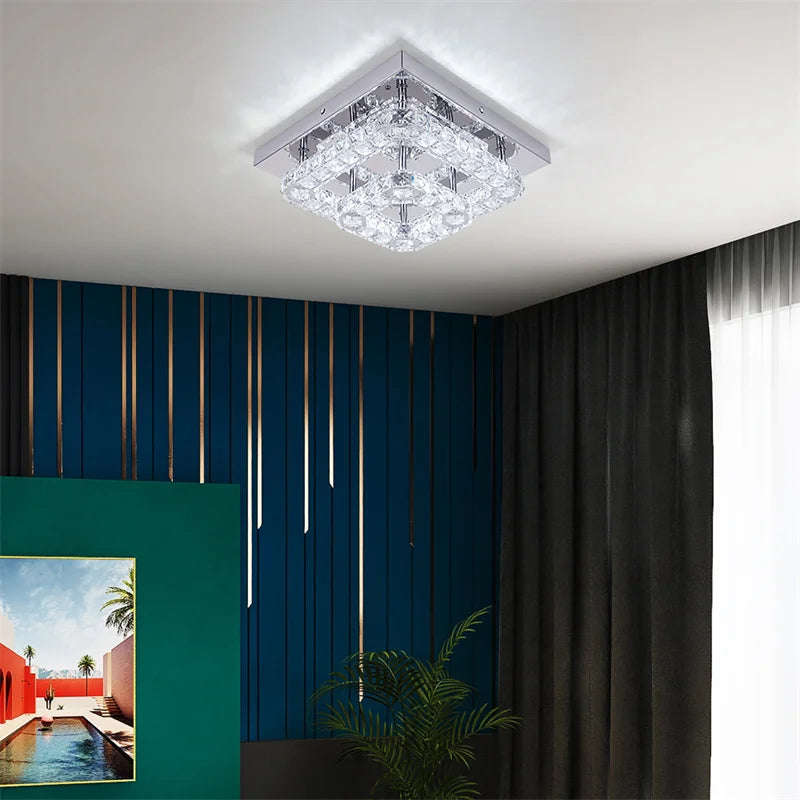 Modern K9 Crystal Chandelier Led For Dining Room Stainless Steel Ceiling Lamp Light Fixture Kitchen Lustres Luminaire Pendant