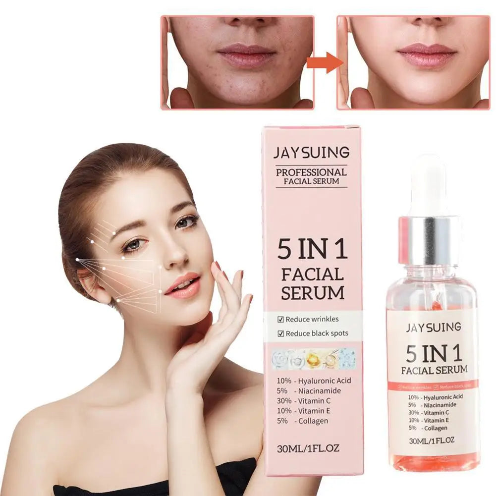 5 In 1 Face Serum Moisturizing V C Hyaluronic Acid Facial Serum Shrink Pores Skin Care 1/3/5/10pcs