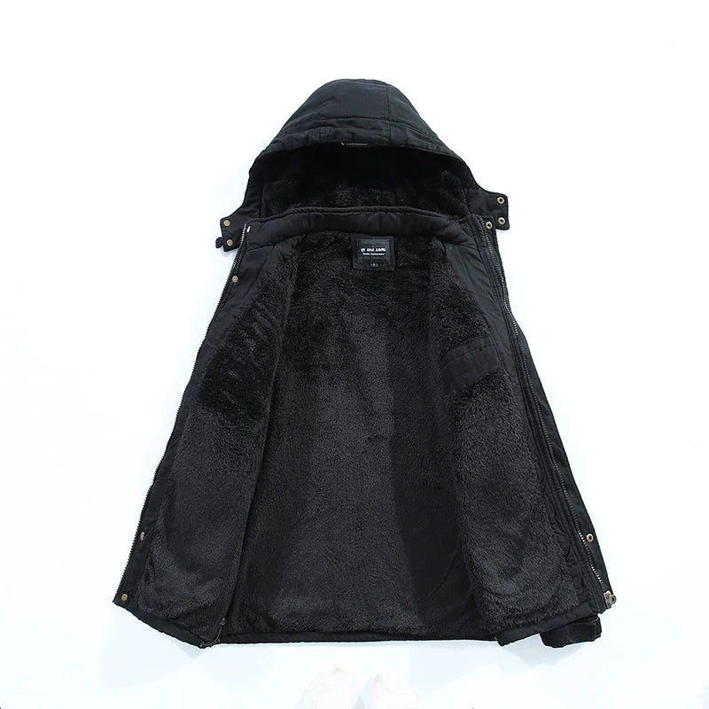 Men Winter Cotton Thick Warm Parkas 2024 New Hot Waterproof Fleece Jacket Coat Men Brand Outwear Fashion Hooded Casual Parka Men