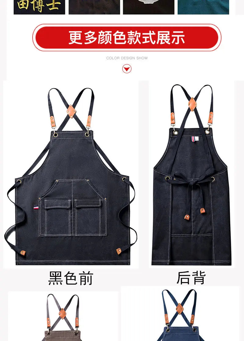 Thickened Canvas Apron Wholesale Cross-border Kitchen Garden Tools Apron Gardening Outdoor Storage Work Apron