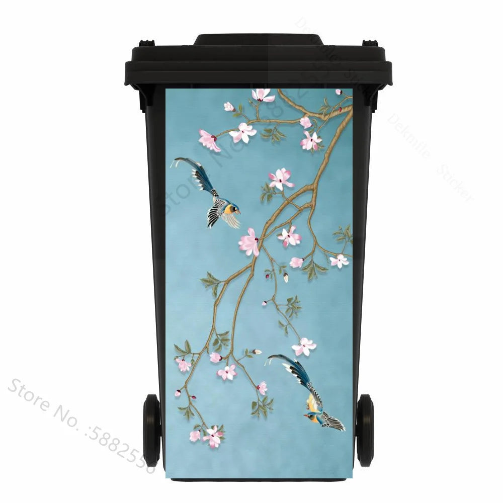Custom Size Self-adhesive PVC Trash Can Sticker Waterproof Wallpaper Garbage Bin Renovation Cover Decal Mural For Kitchen Decor