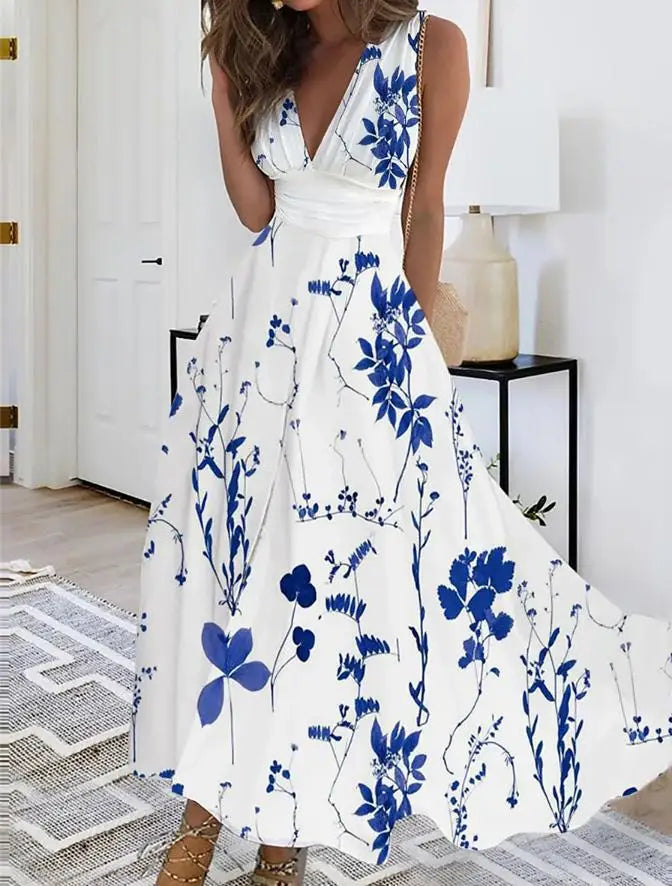 Women Dress Summer 2024 New Green Sleeveless Boho A-LINE Backless Shirring Long Dress Trendy Elegant Maxi Dress for Women Beach