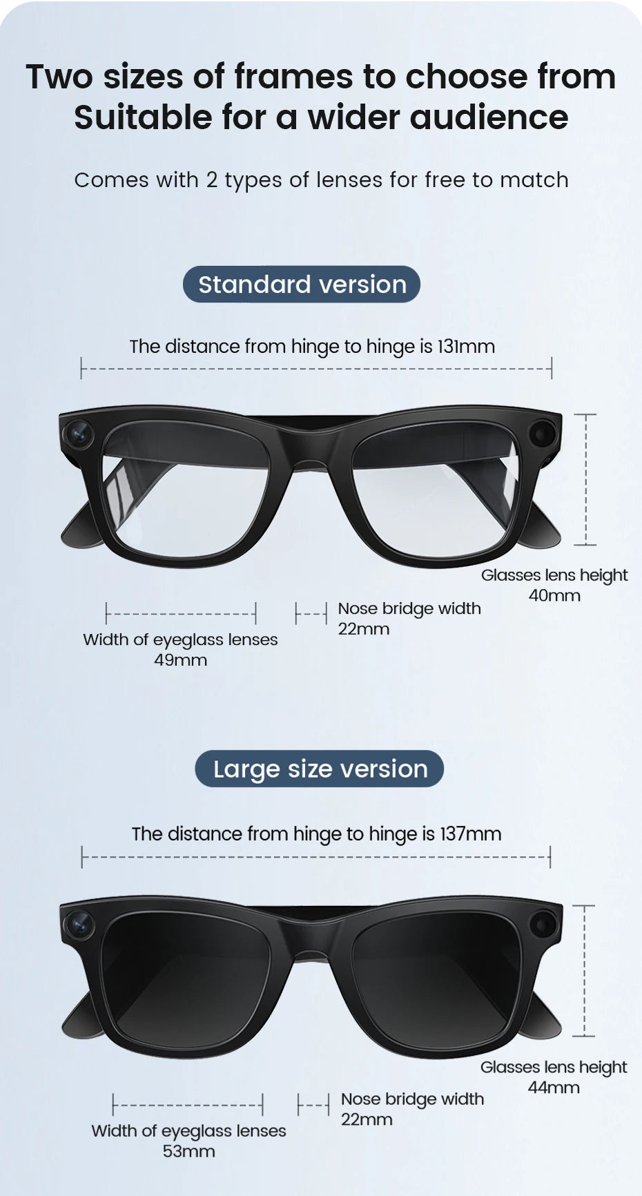 New Al Smart Glasses 800W HD Camera Anti Shake 1080P High-Definition Video Recording Touch Al Voice Wireless Call Smart Glasses