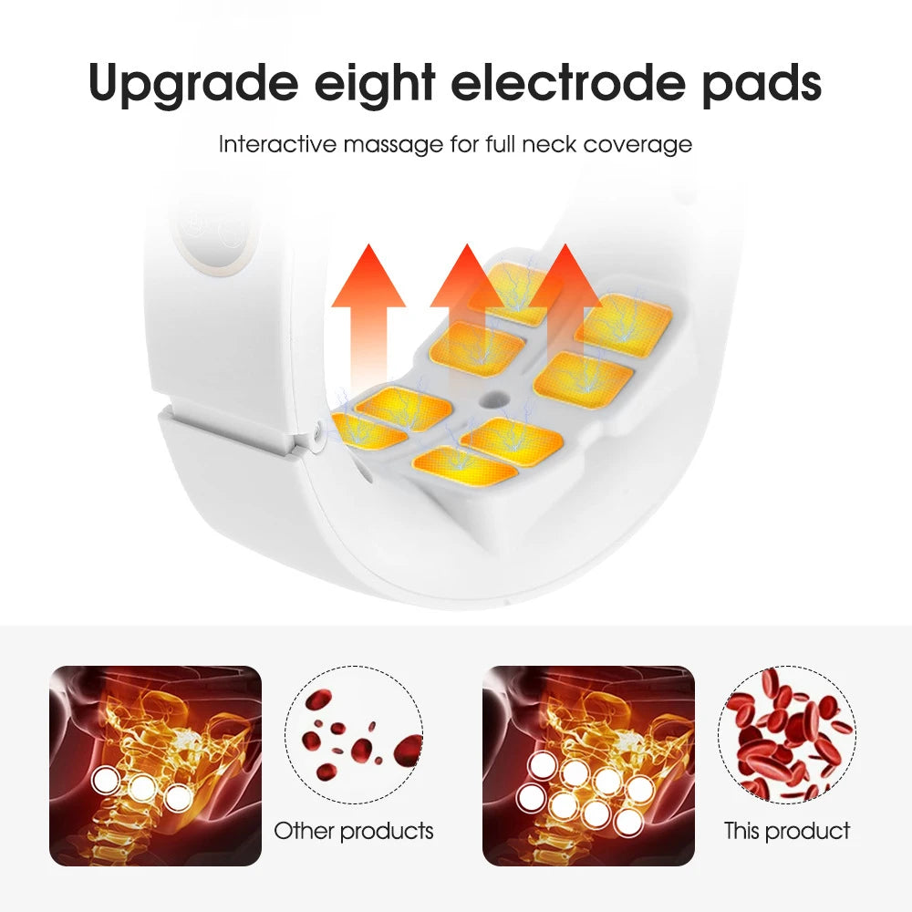 Pulse Neck Massager Heat Pain Relief Cordless Intelligent Deep Tissue Trigger Point Massage Shoulder Cervical Massager