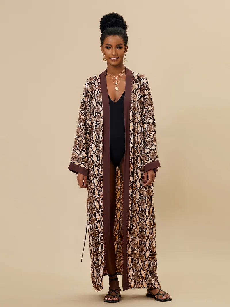 Para Praia Kimono Beach Robe Swimsuit Cover Ups Beachwear Long Flared Sleeve Dress Sarong Women Loose Cardigan Bikini Covers