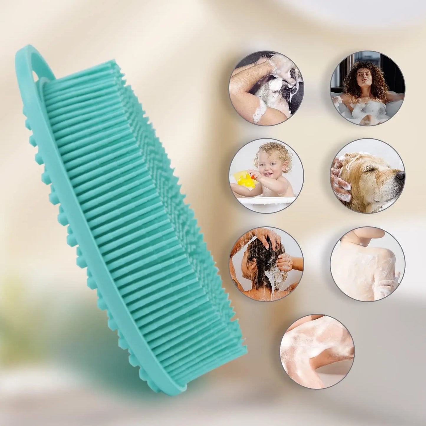 2 in 1 Soft Silicone Body Brush Wash Bath Shower Exfoliating Skin Fit For Baby Bath Shampoo Facial Massage Brush