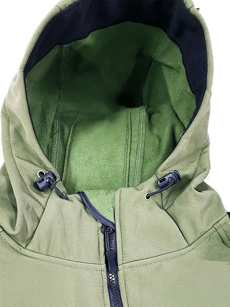 Men Lurker Shark Skin Soft Shell Tactical Jacket Waterproof Fleece Hooded Coat Hunt Clothes Outdoor New Solid Pocket Jacket Men