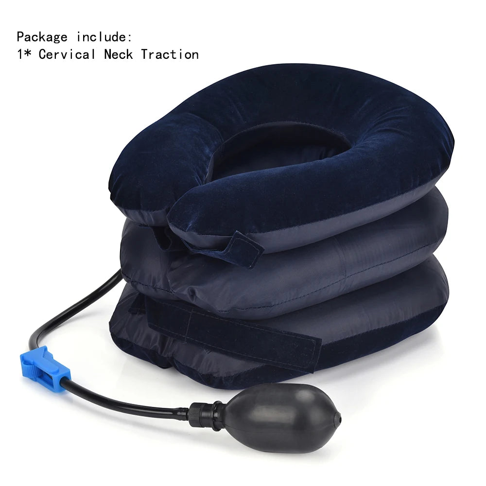3 Layers Neck Massager Corrector Collar Relief Air Inflatable Cervical Vertebra Therapy Traction Soft Brace Pain Relief Pillow