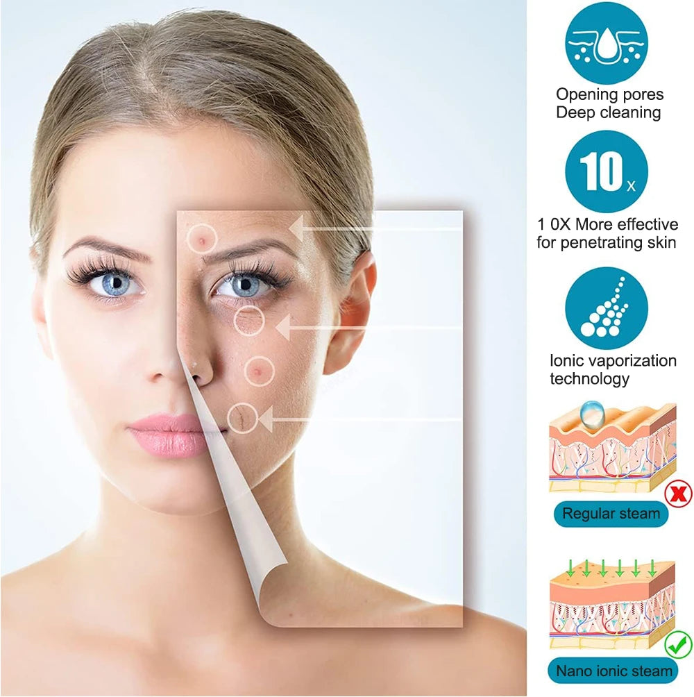 Facial Steamer For Face Vaporizer Hot Mist Sprayer Moisturizing Nano Humidifier Professional Hydrating Skin Care Facial Steamer