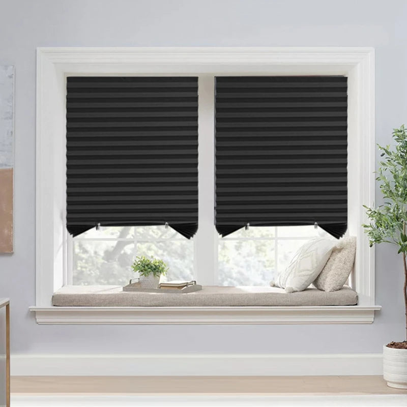1pc Self-Adhesive Curtains Non-Woven Pleated Blinds Folding Curtains For Kitchen Balcony Bedroom Shades Blackout Curtains