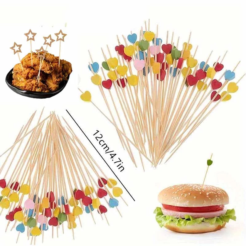 50PCS/pack Disposable Bamboo Sticks Party Decoration Kitchen Gadgets Convenient Easy To Use Health Household Products 12cm