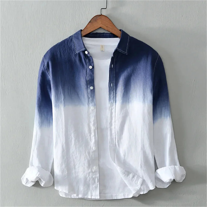2024 New Summer Shirt Casual Long Sleeve Lapel Shirt 3D Printing Light Color Changing Men's Linen Shirt XS-6XL Fast Shipping