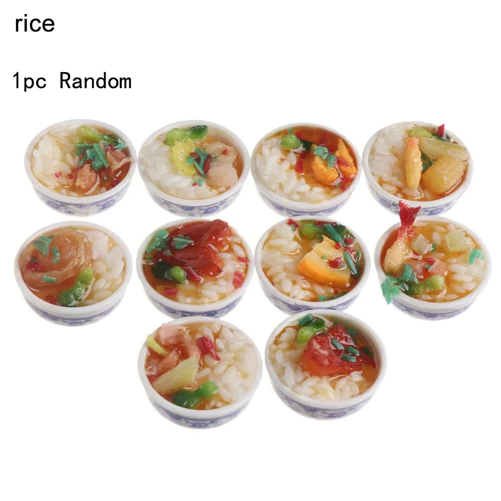 Miniature Dollhouse Chinese Rice Pastry Casserole Noodles Dessert Kitchen Toy Fake Food for 1/6 Doll Toys Dollhouse Decoration