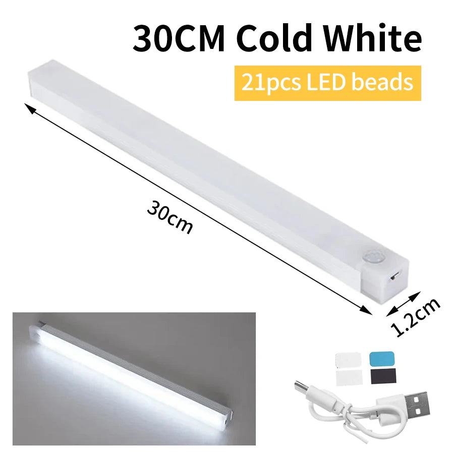 Motion Sensor Cabinet Light USB Rechargeable Lamp Night Light Closet Wardrobe Led Lights Wall Lamps Stair Bedroom Kitchen Lights