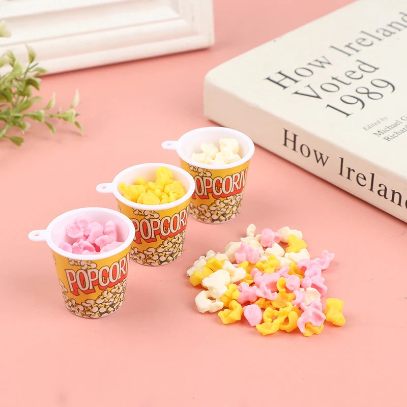 1/12 Scale Miniature Dollhouse Food Mini Popcorn Bucket for Doll House Kitchen Snack Shop Decor Kids Toys