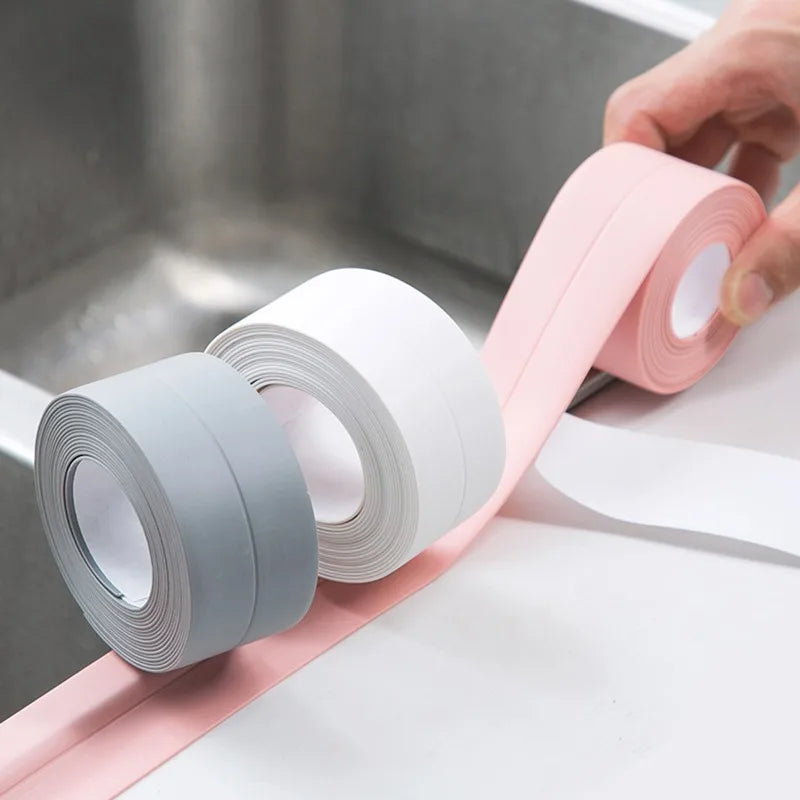 1m/3.2m*3.8cm PVC Waterproof Sealing Tape for Bathroom Kitchen Sink, Shower, Bathtub and Toilet - Self Adhesive Wall Stickers