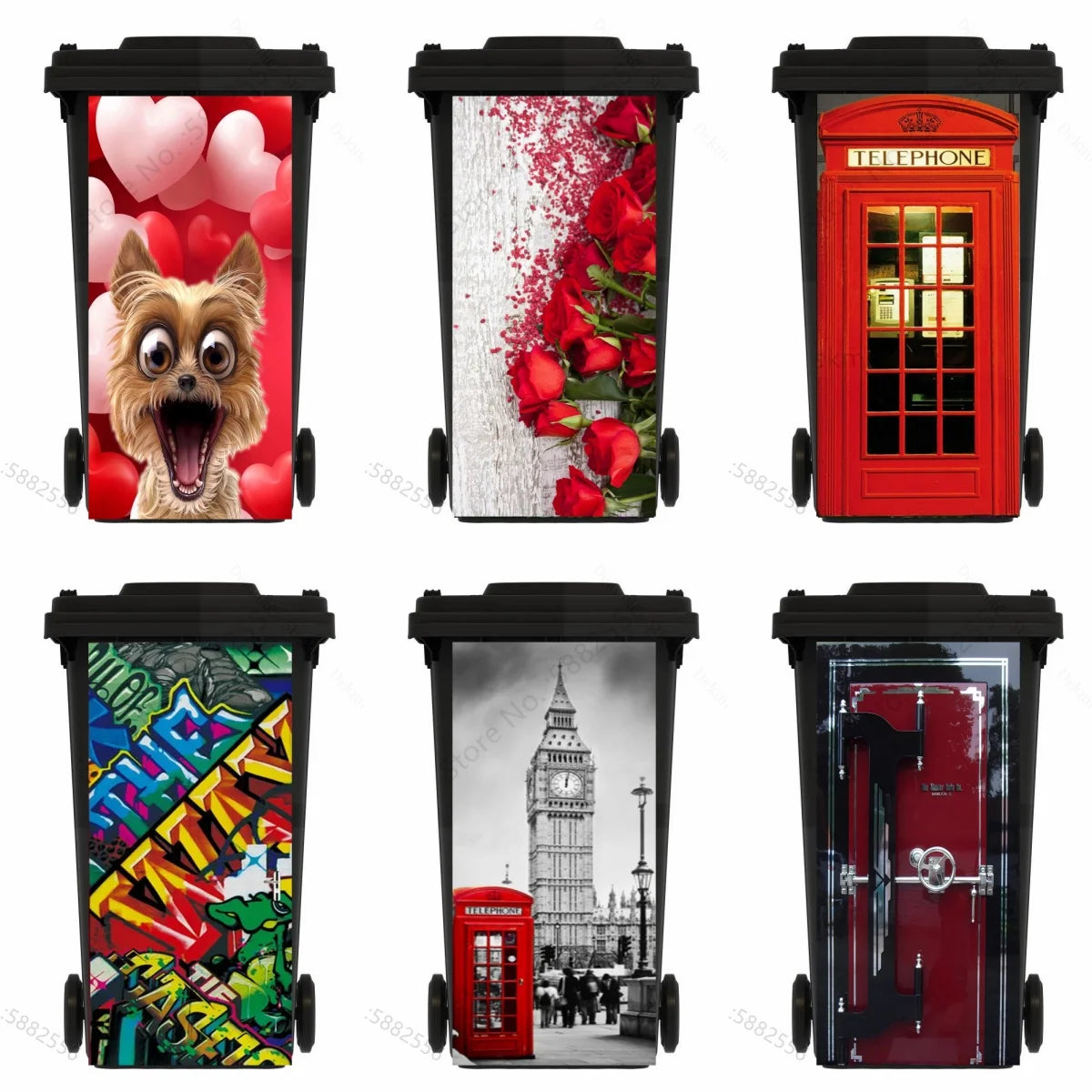 Custom Size Self-adhesive PVC Trash Can Sticker Waterproof Wallpaper Garbage Bin Renovation Cover Decal Mural For Kitchen Decor