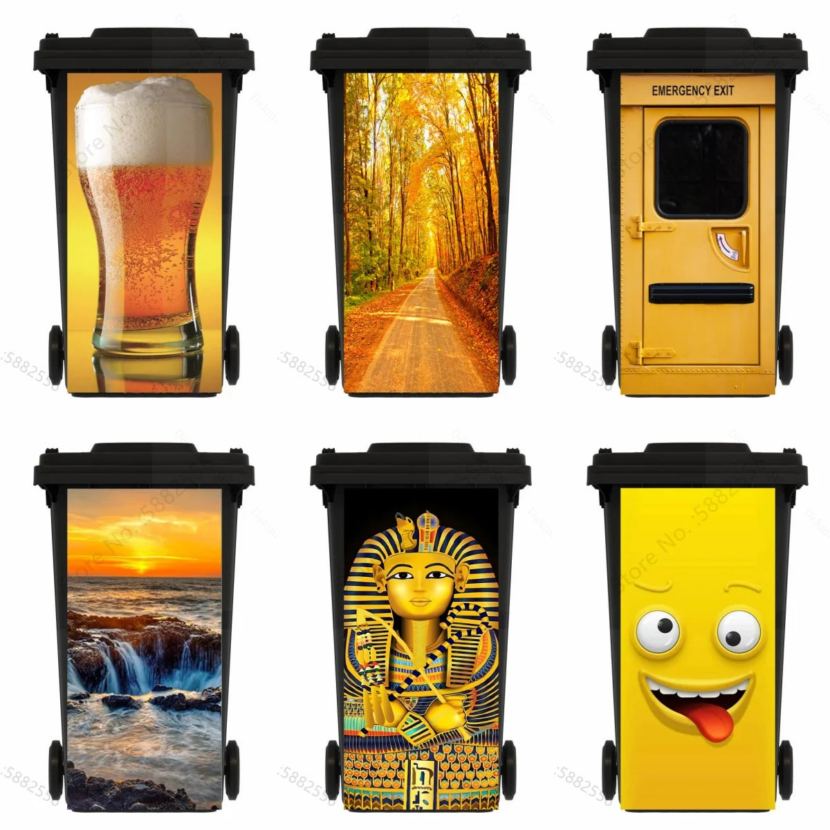 Custom Size Self-adhesive PVC Trash Can Sticker Waterproof Wallpaper Garbage Bin Renovation Cover Decal Mural For Kitchen Decor