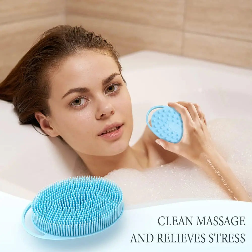 2 in 1 Soft Silicone Body Brush Wash Bath Shower Exfoliating Skin Fit For Baby Bath Shampoo Facial Massage Brush