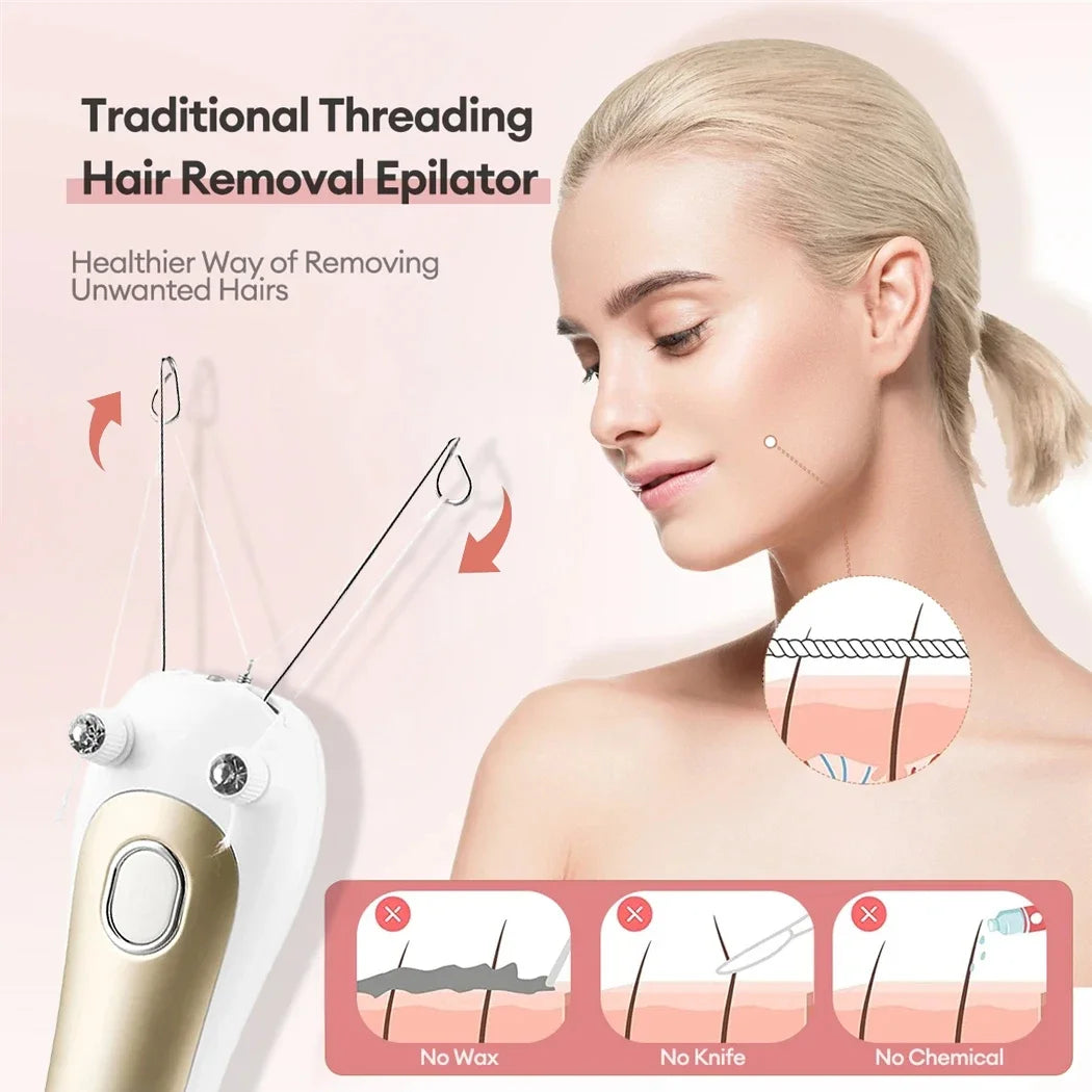 Women Electric Hair Epilator Body Facial Hair Remover Cotton Thread Defeatherer Depilator Face Razor Face Leg Arm Hair Remover