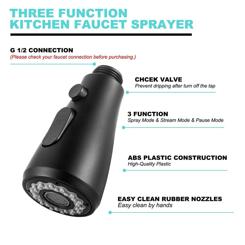 ABS Nozzle Sink Pull Out Sprayer Mixer Head Kitchen Faucet Spray Head 1/2 In Kitchen Basin Taps Sprayer Spout Bathroom Accessory