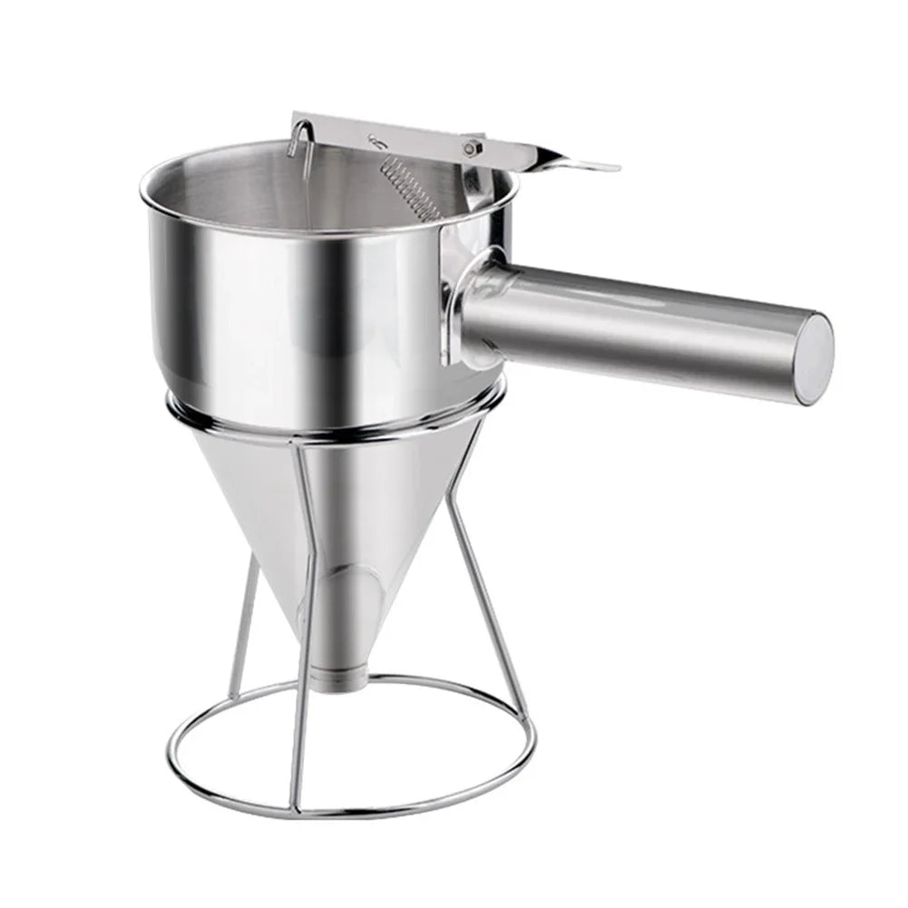 600/1200ML Stainless Steel Ideal Liquids Kitchen Big Funnel Spice Octopus Balls Tool with Rack Funnel Cooking Funnel with Handle