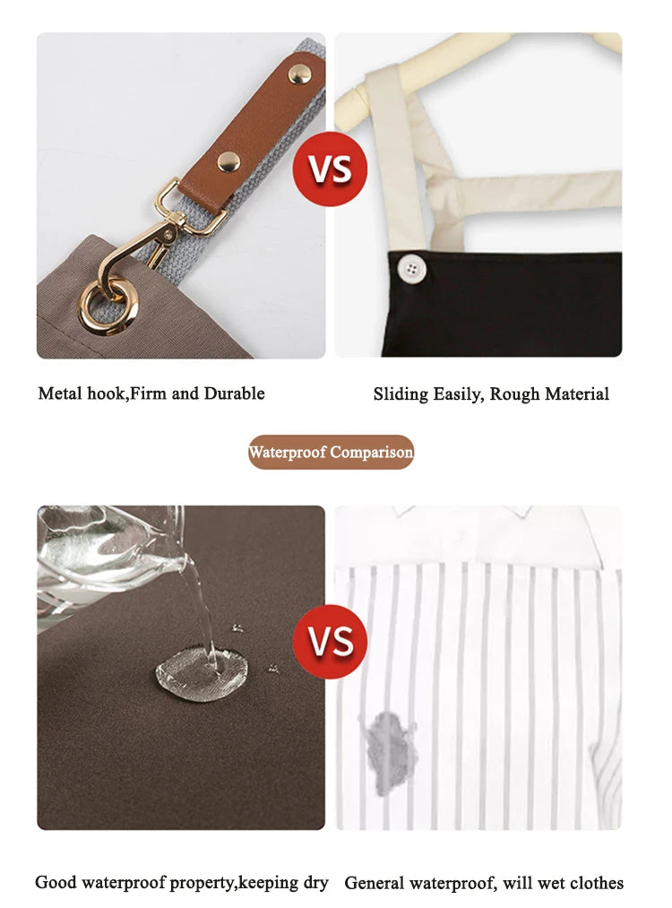 Men's Women's Kitchen Apron Custom Logo Catering Server Work Aprons Nails Hairdressing Mandil Restaurant Cafes Bar Waiter Bibs