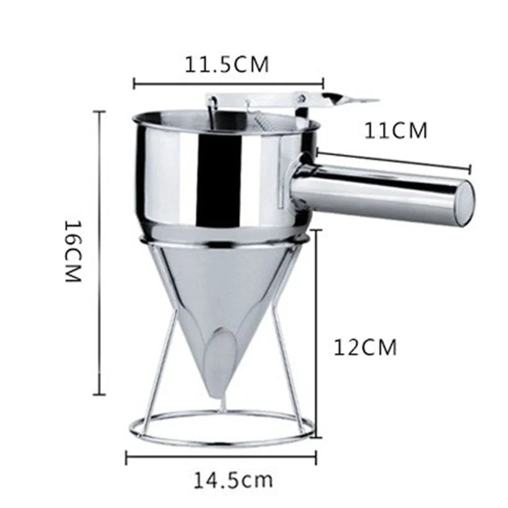 600/1200ML Stainless Steel Ideal Liquids Kitchen Big Funnel Spice Octopus Balls Tool with Rack Funnel Cooking Funnel with Handle
