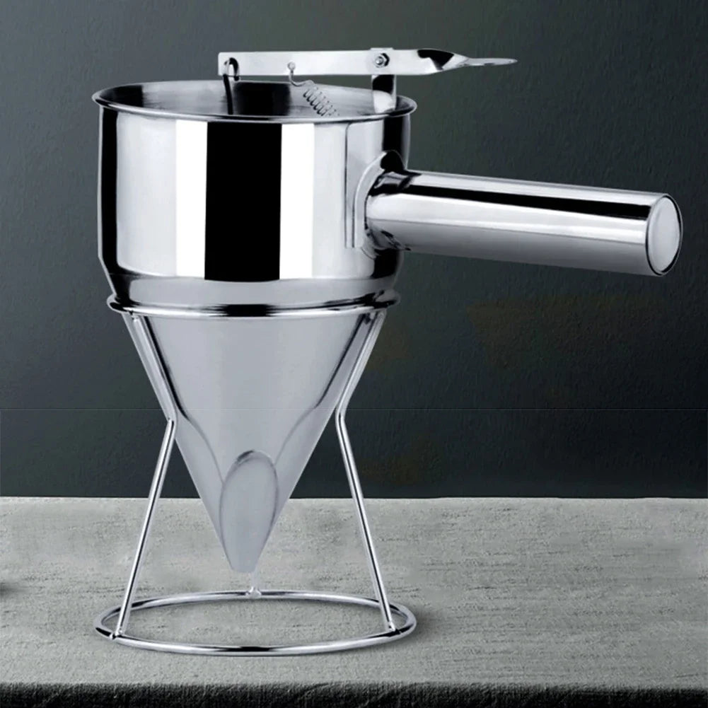 600/1200ML Stainless Steel Ideal Liquids Kitchen Big Funnel Spice Octopus Balls Tool with Rack Funnel Cooking Funnel with Handle