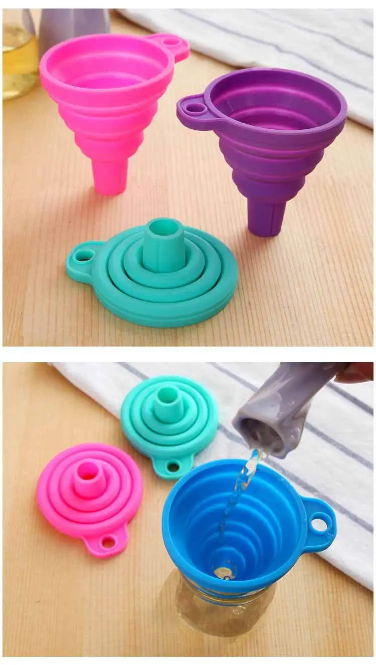 Kitchen Funnel Foldable Silicone Collapsible Funnels for Filling Water Bottle Liquid Transfer Food Grade Kitchen Accessories