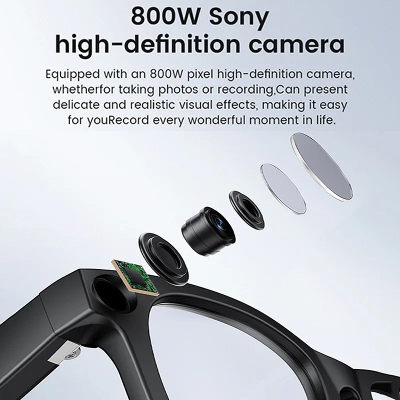 New Al Smart Glasses 800W HD Camera Anti Shake 1080P High-Definition Video Recording Touch Al Voice Wireless Call Smart Glasses