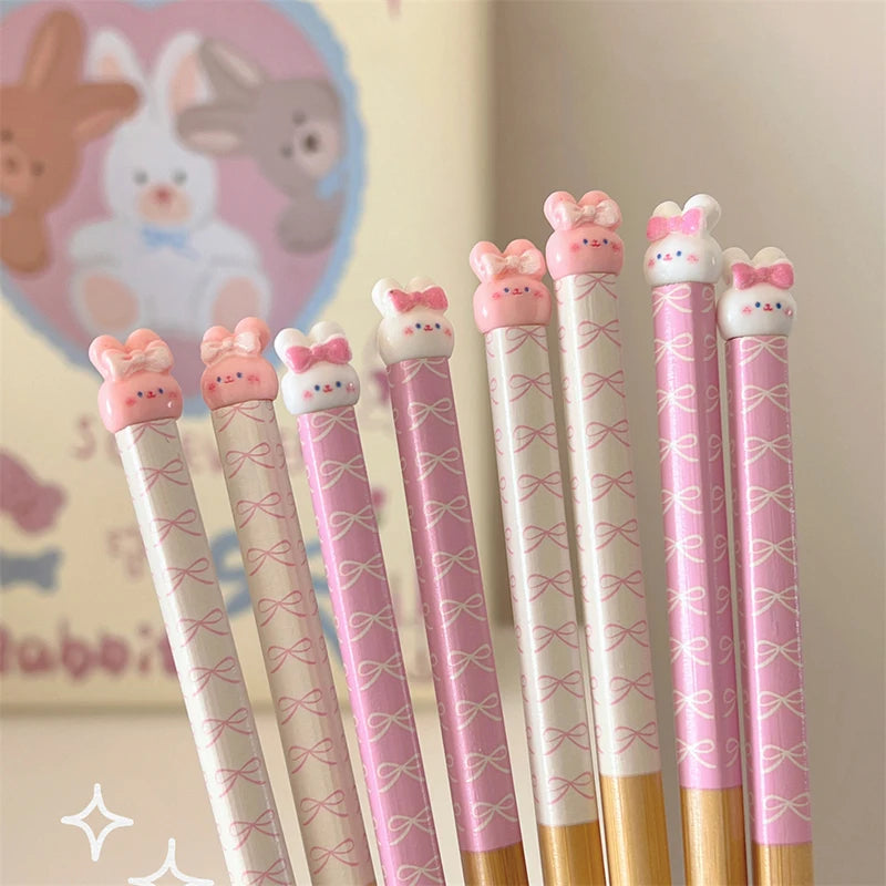 Kawaii Bunny Chinese Chopsticks Cute Wooden Korean Style Japanese Sushi Chopstick For Kids Adult Tableware Kitchen Accessories