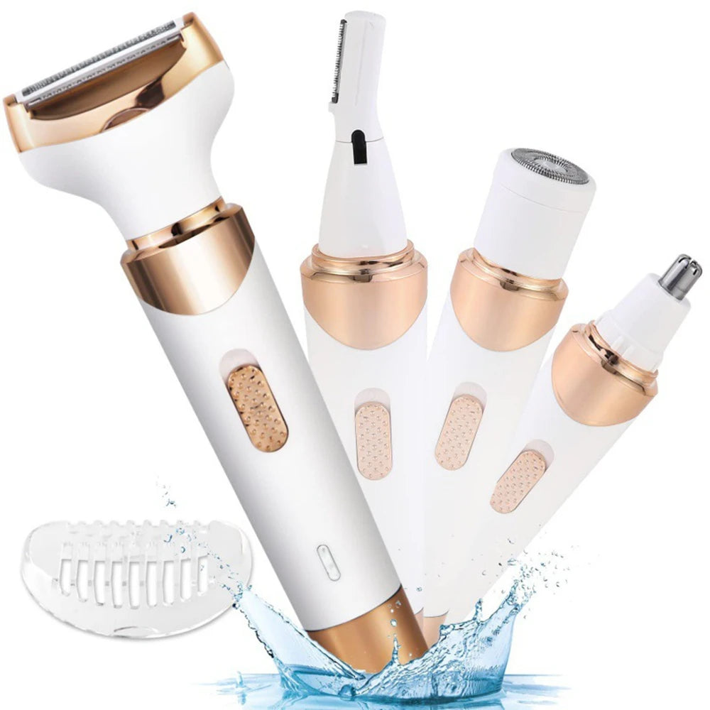 Eletric Razor for Woman 4 in 1 Rechargeable Bikini Trimmer Shaver Wet/Dry Electric Body Hair Coldless Waterproof Facial Hair