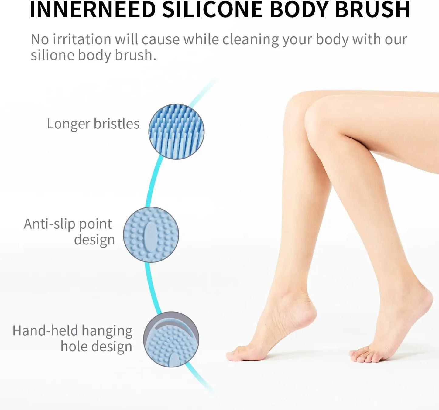 2 in 1 Soft Silicone Body Brush Wash Bath Shower Exfoliating Skin Fit For Baby Bath Shampoo Facial Massage Brush