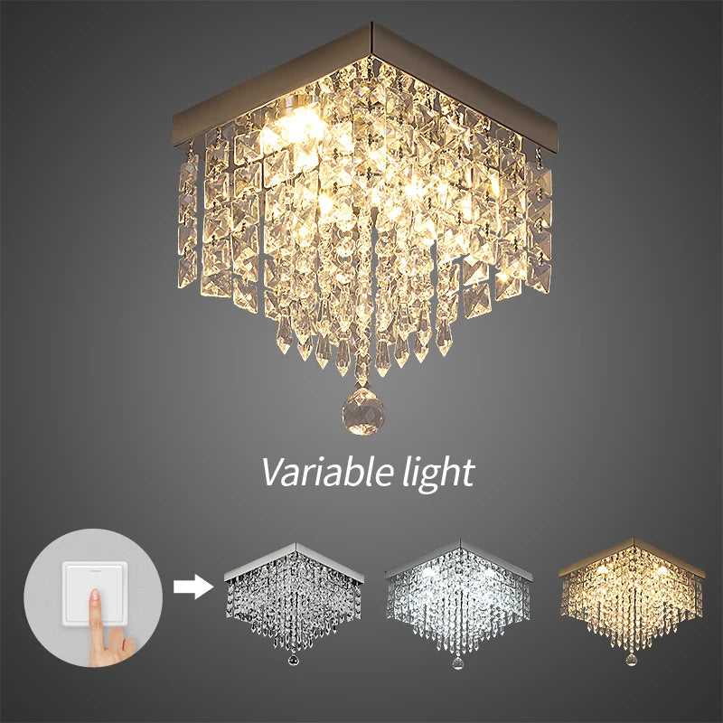 Modern K9 Crystal Chandelier Led For Dining Room Stainless Steel Ceiling Lamp Light Fixture Kitchen Lustres Luminaire Pendant