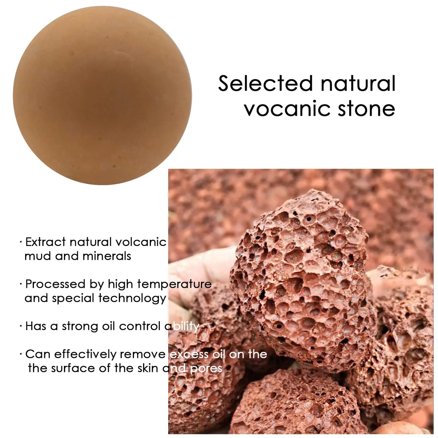 Oil-Absorbing Natural Volcanic Stone Face Clean Care Oil Control Reusable Face Massager Roller Skincare Beauty Makeup Tool